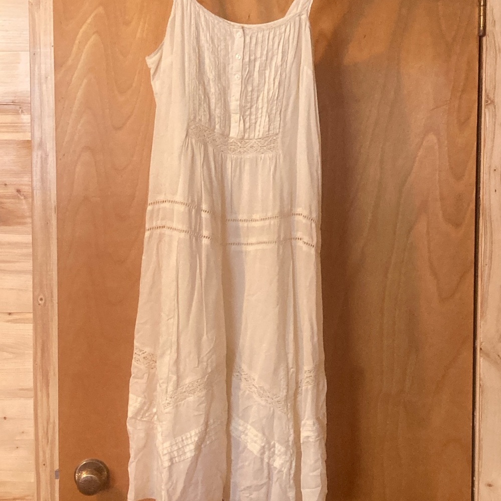 Cute boho cream linen dress